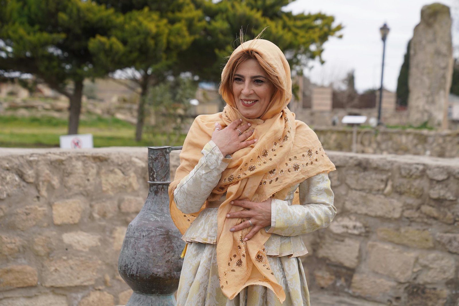 A woman in a traditional turkish dress