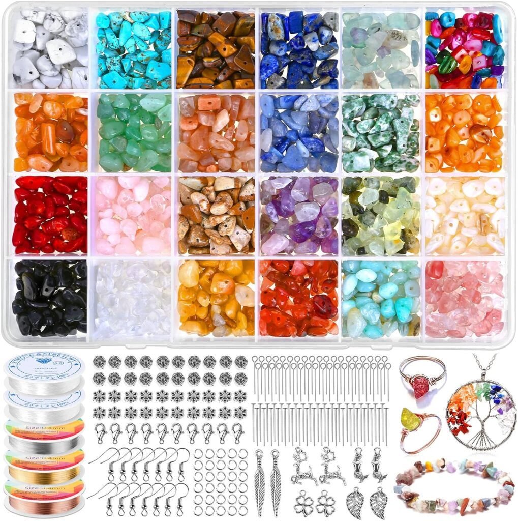 Cludoo Crystal Jewelry Making Kit with 24 Colors Crystal Beads Crystals for Jewelry Making Kit