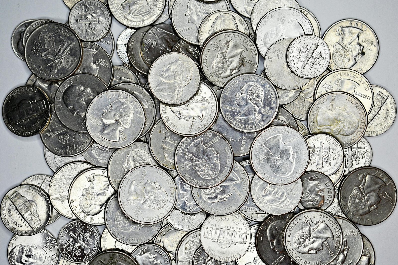 Close-Up shot of Dollar Coins