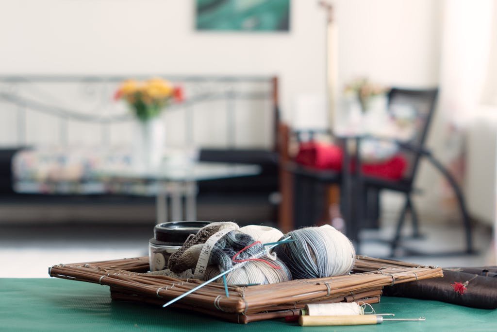 Selective-focus Photography of Yarn on Table