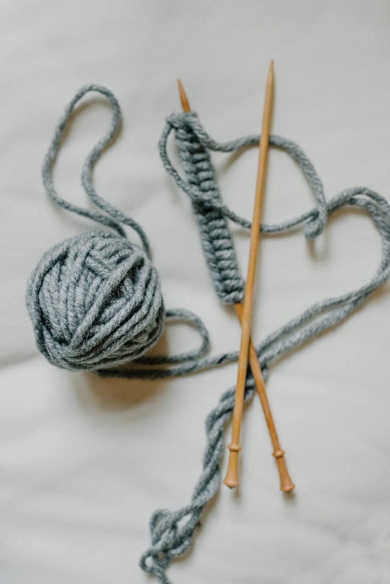 Close up of Yarn and Crocheting Hooks